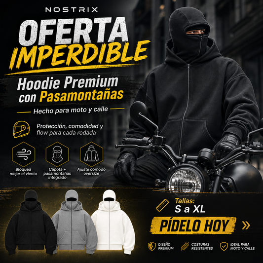 Hoodie Motero con Pasamontañas