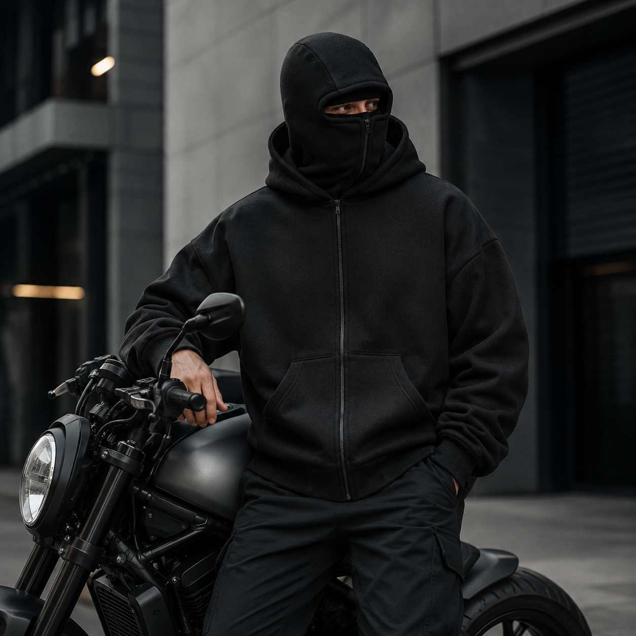 Hoodie Motero con Pasamontañas